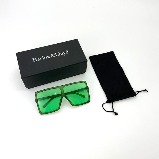 Stella Oversized Fashion Square Sunglasses in Green