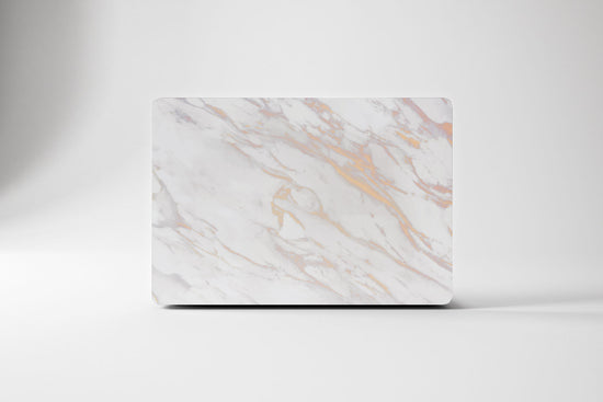 Macbook Hard Shell Case - White Rose & Gold Marble