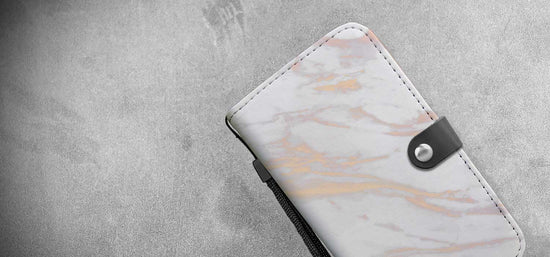 White Rose & Gold Marble Phone Wallet Case